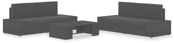 VidaXL 5 részes Kerti Ülőgarnitúra - Fekete Polyrattan