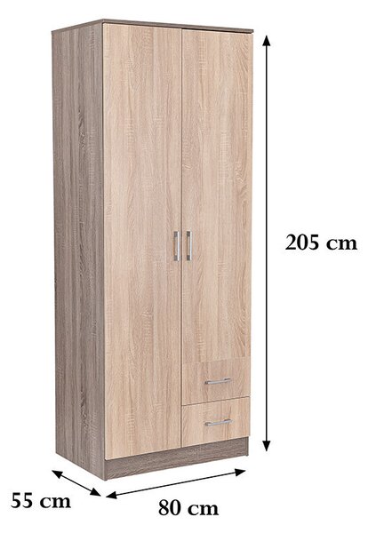 Miami gardróbszekrény 80x205 cm sonoma tölgy-yorki tölgy