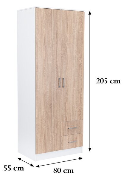 Miami gardróbszekrény 80x205 cm sonoma tölgy-fehér