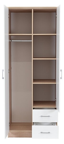 Miami gardróbszekrény 80x205 cm fehér-sonoma tölgy