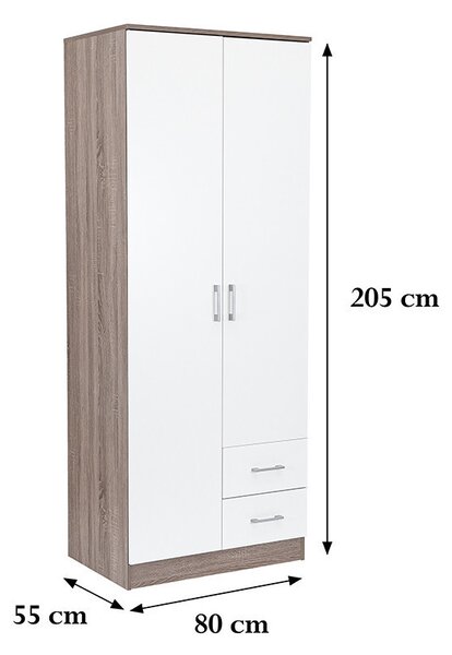Miami gardróbszekrény 80x205 cm fehér-yorki tölgy