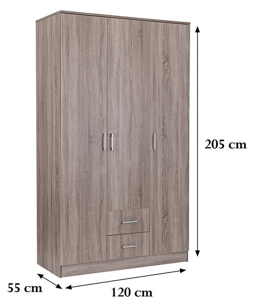 Miami gardróbszekrény 120x205 cm yorki tölgy-yorki tölgy