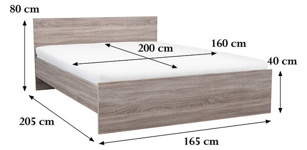 Miami franciaágy ágyneműtartó nélkül 160x200 cm yorki tölgy-yorki tölgy