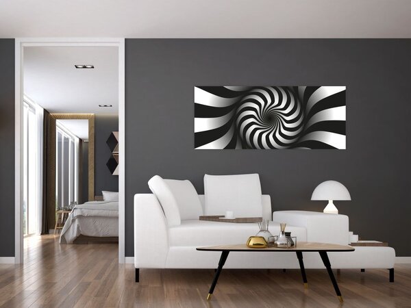 Absztrakt kép egy fekete-fehér spirál (120x50 cm)