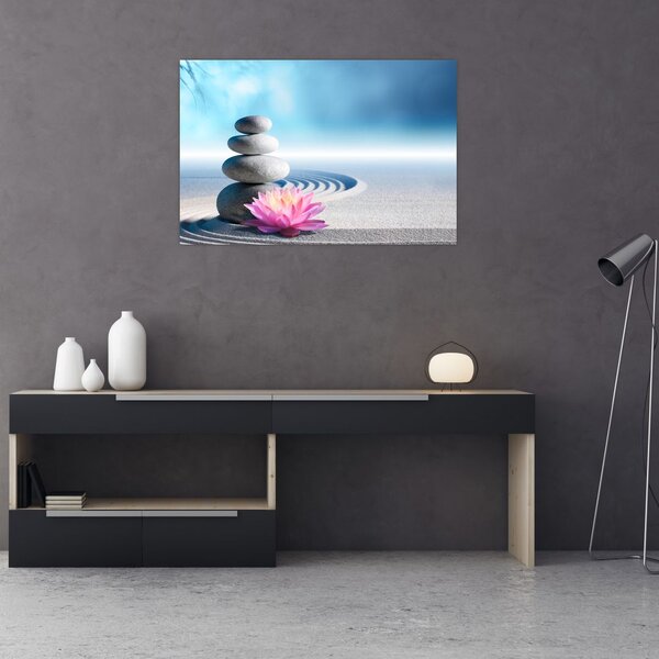 Homok, liliom és spa kövek képe (90x60 cm)