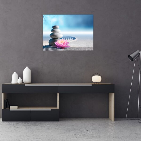 Homok, liliom és spa kövek képe (70x50 cm)