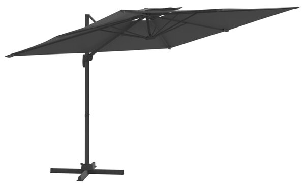 Antracitszürke dupla tetős konzolos napernyő 400 x 300 cm (319948)