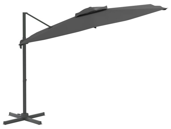 Antracitszürke dupla tetős konzolos napernyő 400 x 300 cm (319948)