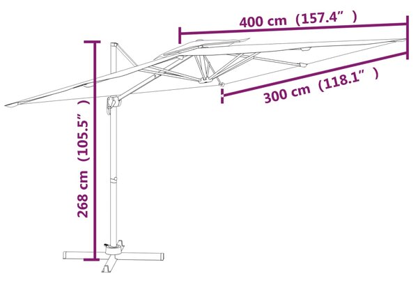 Antracitszürke dupla tetős konzolos napernyő 400 x 300 cm (319948)