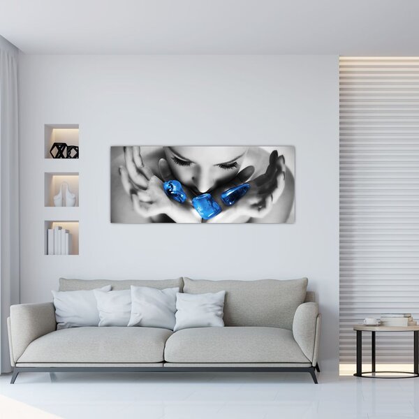 Egy nő portréja kövekkel (120x50 cm)
