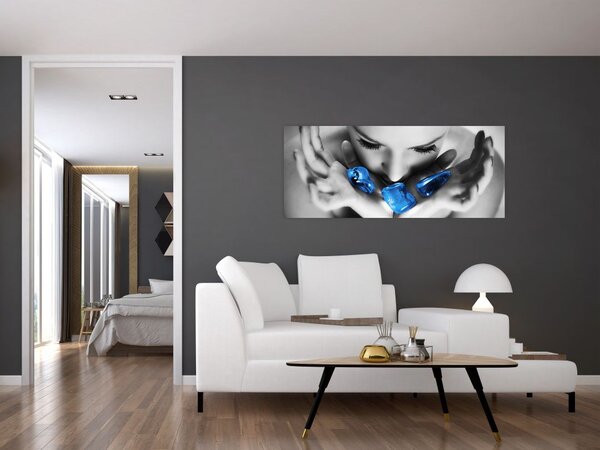 Egy nő portréja kövekkel (120x50 cm)