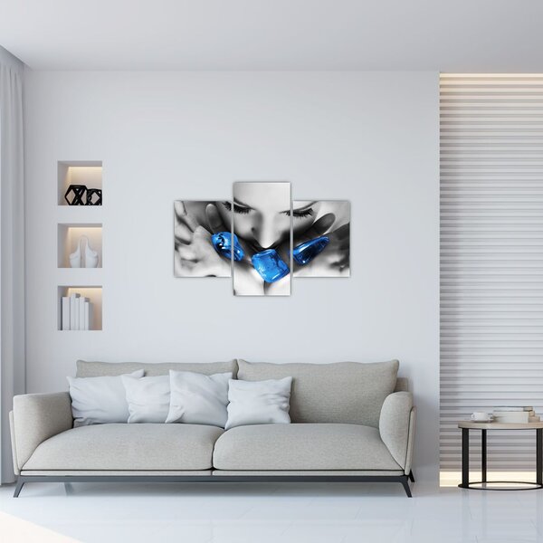 Egy nő portréja kövekkel (90x60 cm)