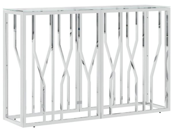 Üveg és rozsdamentes acél tálalóasztal 110x30x70 cm