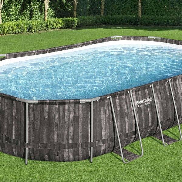 Bestway ESPIRITU 610x366x122cm Fa hatású fémvázas medence szett
