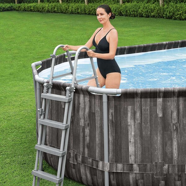 Bestway ESPIRITU 610x366x122cm Fa hatású fémvázas medence szett