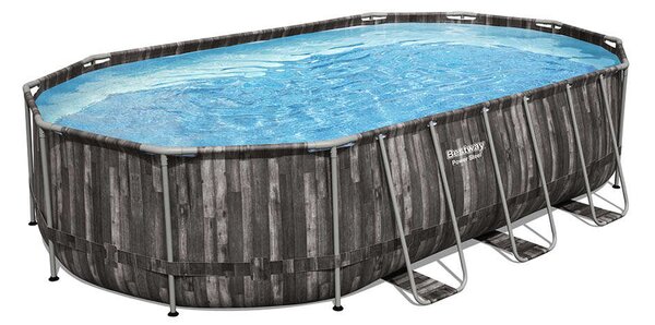 Bestway ESPIRITU 610x366x122cm Fa hatású fémvázas medence szett