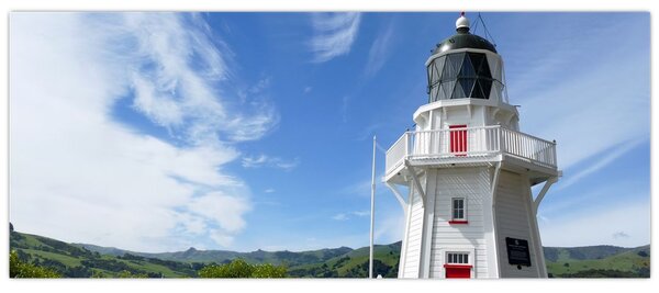Az Akaroa világítótorony képe, Új-Zéland (120x50 cm)