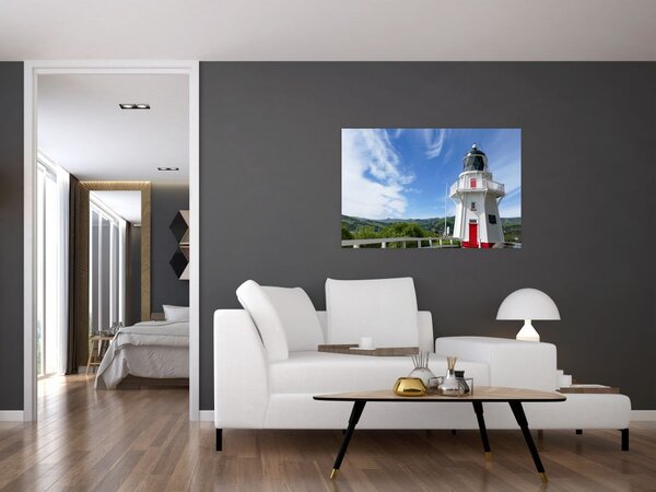 Az Akaroa világítótorony képe, Új-Zéland (90x60 cm)