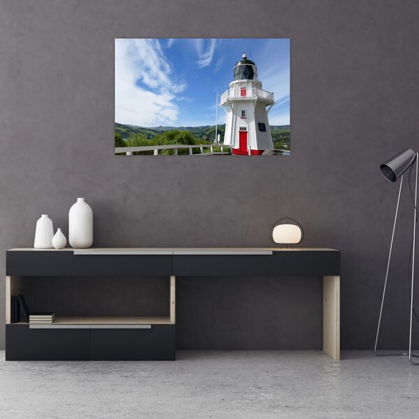 Az Akaroa világítótorony képe, Új-Zéland (90x60 cm)