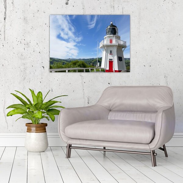 Az Akaroa világítótorony képe, Új-Zéland (70x50 cm)