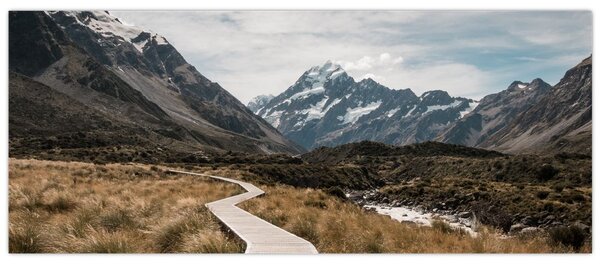 Kép - Sétány a hegységben Mt. Cook (120x50 cm)