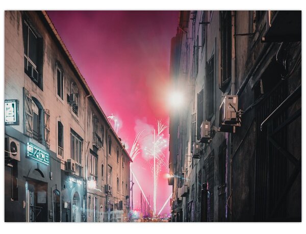 Tűzijáték Marseille-ben (70x50 cm)