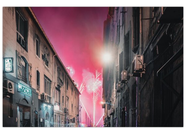 Tűzijáték Marseille-ben (90x60 cm)