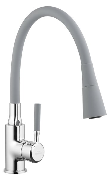 Invena Pogo, magas mosogató csaptelep 2 funkciós, szürke-króm, INV-BZ-80-L05-L