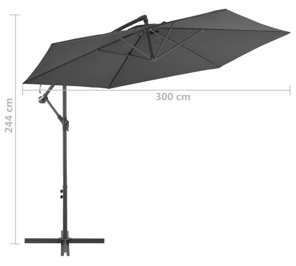 Antracitszürke konzolos napernyő alumíniumrúddal 300 cm (44509)