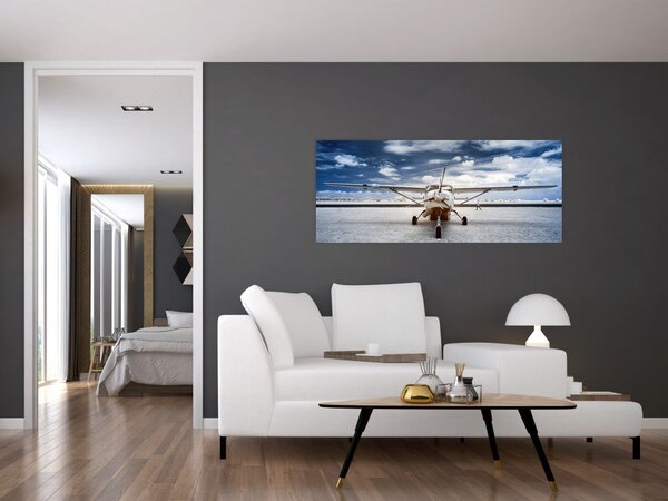 Egy motoros repülőgép képe (120x50 cm)
