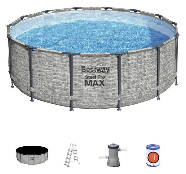 Bestway Ipanema 427x122cm Fémvázas medence létrával, medencefedéllel, vízforgatóval (FFA 511) - szürke