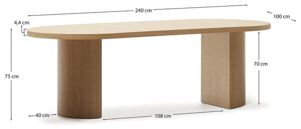 Étkezőasztal tölgyfa dekorral 100x240 cm Nealy – Kave Home