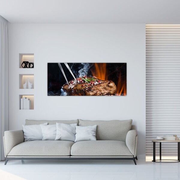 Egy sült steak képe (120x50 cm)