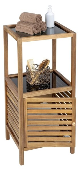 Fekete-natúr színű akácfa alacsony-keskeny fürdőszoba szekrény 39,5x86 cm Fondi – Wenko