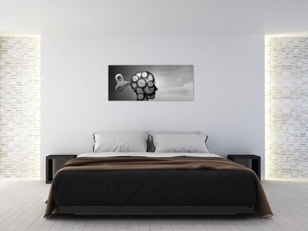 Művészi kép egy fej órával (120x50 cm)