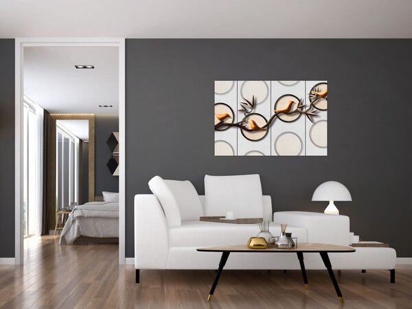 Művészi kép - Madarak egy ágon (90x60 cm)