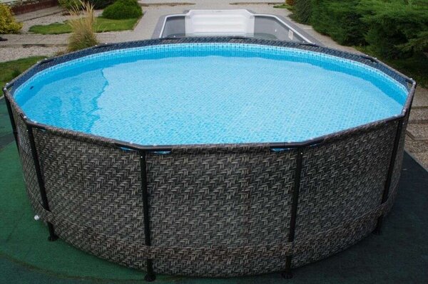 Marimex Florida 366x99cm rattan mintás Fémvázas medence (10340213) - szürke