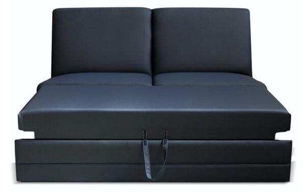 3-személyes kinyitható kanapé, textilbőr fekete, BITER 3 BB ZF