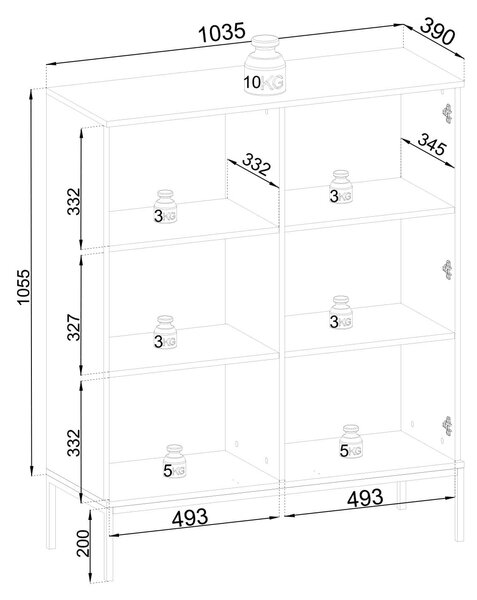 SENTO WT104 vitrines komód - fekete