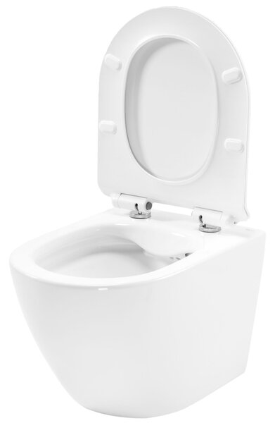Rea Carter Rimless, falra akasztható wc csésze 490x370x325 mm + wc ülőke, fehér fényes, REA-C1400