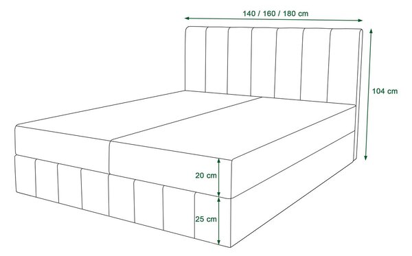 MADLEN boxspring ágy - 180x200, bézs