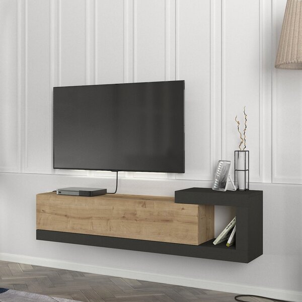 En.casa TV szekrény Luhanka 150x29,5x38,5cm tölgyfa[en.casa] Tölgy / Antracit
