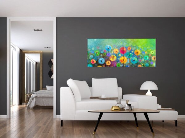 Kép - Absztrakt virágok (120x50 cm)
