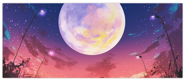 Kép - Nő és kutya teliholdkor (120x50 cm)