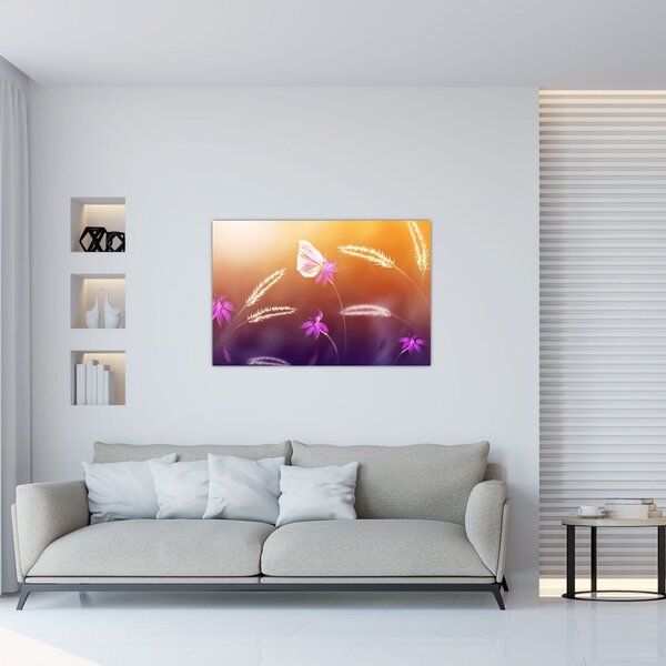 Kép - Rózsaszín pillangó (90x60 cm)