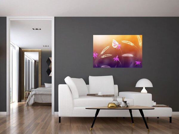 Kép - Rózsaszín pillangó (90x60 cm)