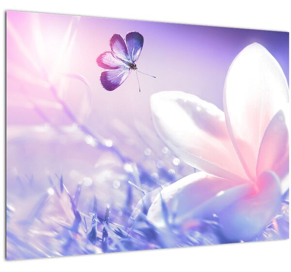 Kép - Pillangó érkezése a virágra (70x50 cm)