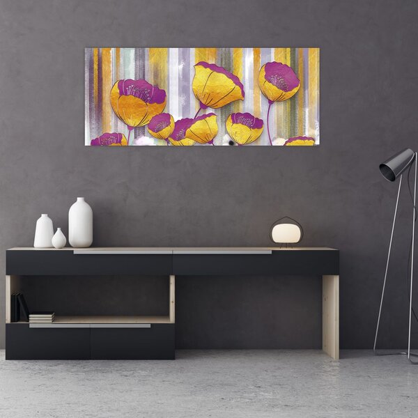 Kép - Virágok illusztrációja (120x50 cm)
