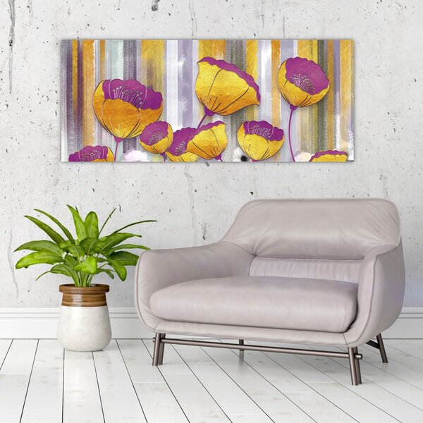 Kép - Virágok illusztrációja (120x50 cm)