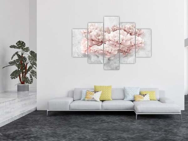 Kép - Rózsaszín virágok a falon (150x105 cm)